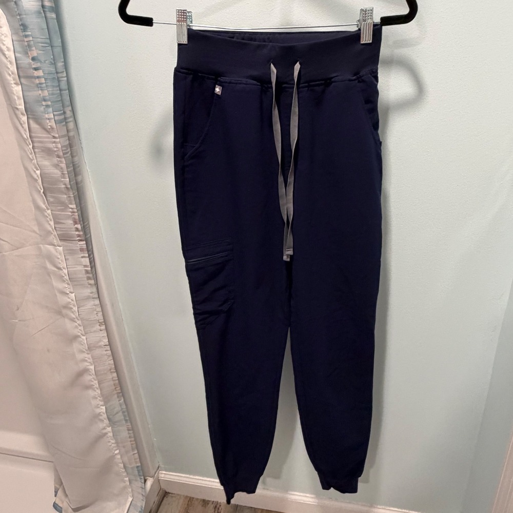 FIGS Zamora Jogger Scrub Pants XS Tall Navy Blue Technical Collection Yoga Waist